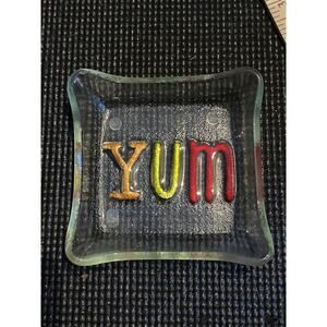 Glass YUM Sauce Dish Sushi Soy Kitchen Multicolor Gift Idea Stocking Stuffer